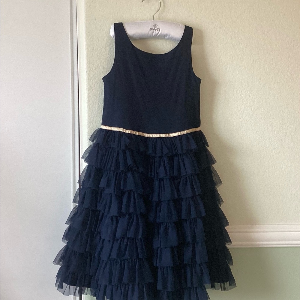 Janie and Jack Navy Blue Ruffle Dress